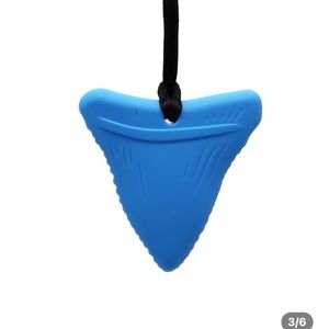 Blue Shark Tooth Chew Necklace - 100% Food Grade Silicone- Anxiety, ADHD, Autism